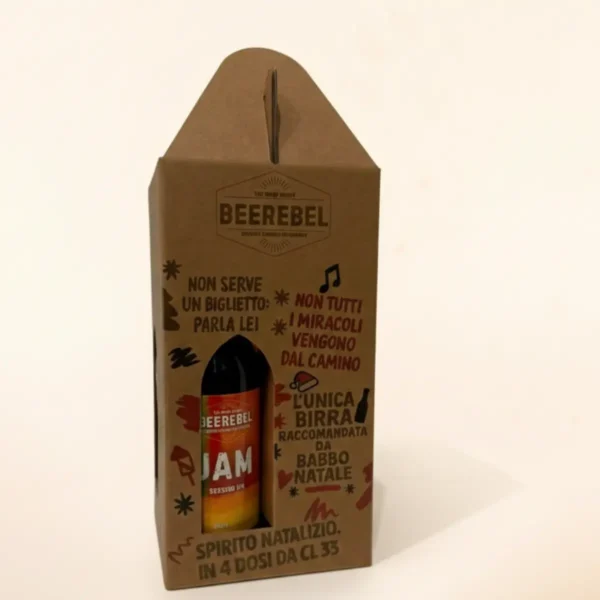 Beerebel Christmas Box – vista frontale con birra JAM